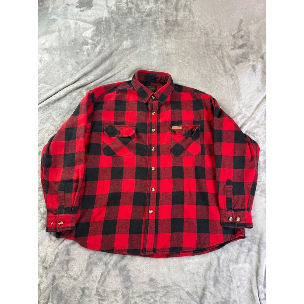 Hickory Shirt Co. Button-Up 2XL Red Pleated Back Yoke Buttoned Cuffs Mens